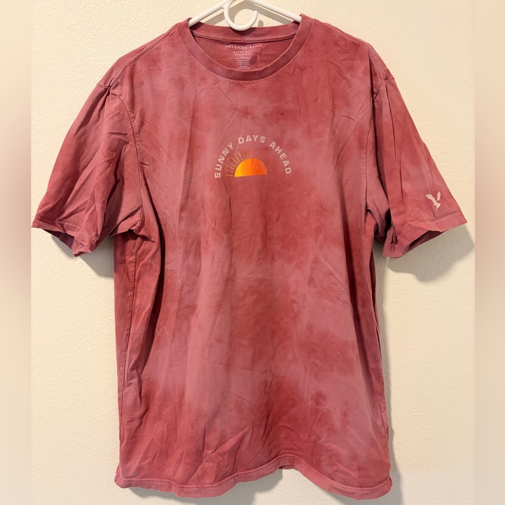American Eagle Sunny Days Ahead Graphic Tee Boho Pink Tie Dye XLT Super Soft